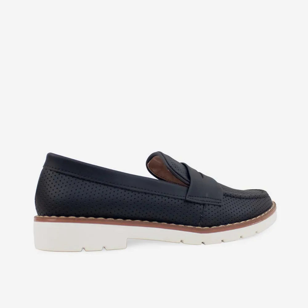 Mocasin plano zoro de sintético para mujer - Negro