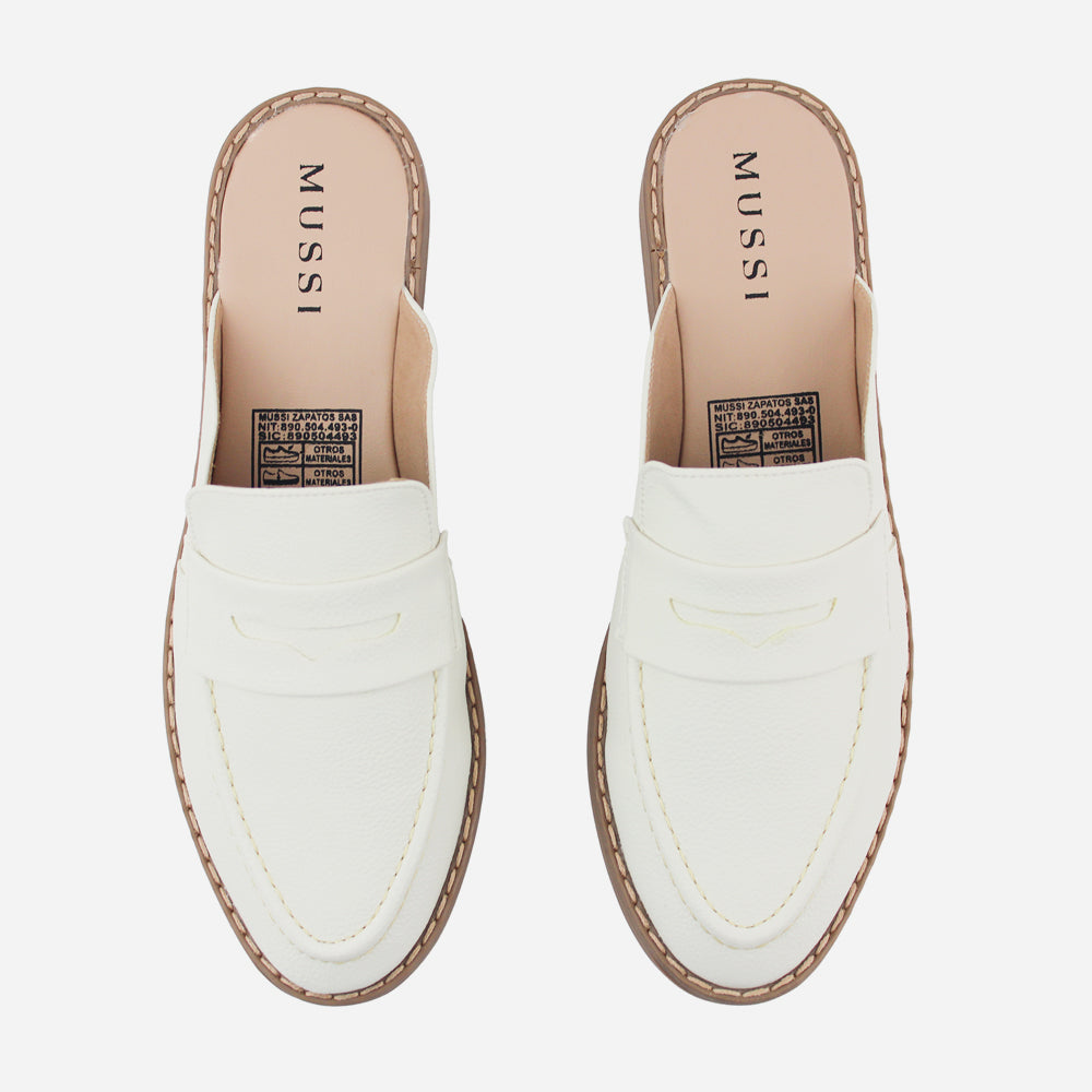 Zueco plano thea de sintético para mujer - Hueso