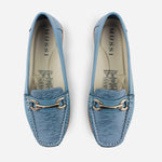 Mocasin plataforma lara de cuero para mujer - Azul