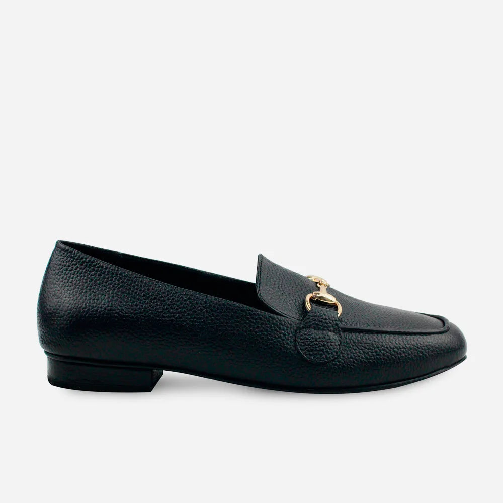 Baleta plana lila de cuero para mujer - Negro
