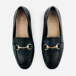 Baleta plana lila de cuero para mujer - Negro