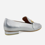 Baleta plana lila de cuero para mujer - Plata