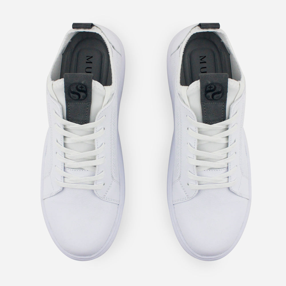 Tenis Sneakers francesco de cuero para hombre - Blanco