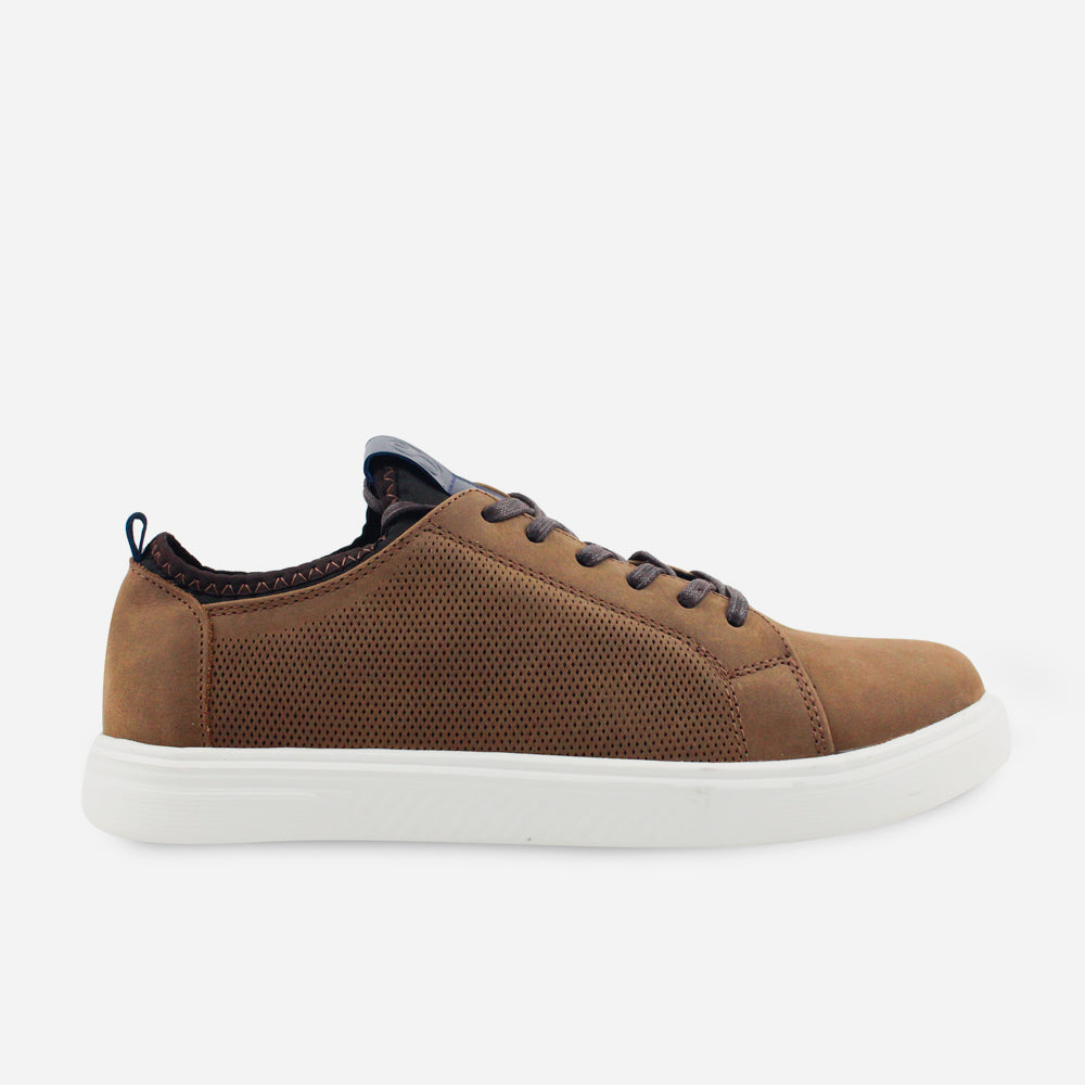 Tenis Sneakers francesco de cuero para hombre - Café