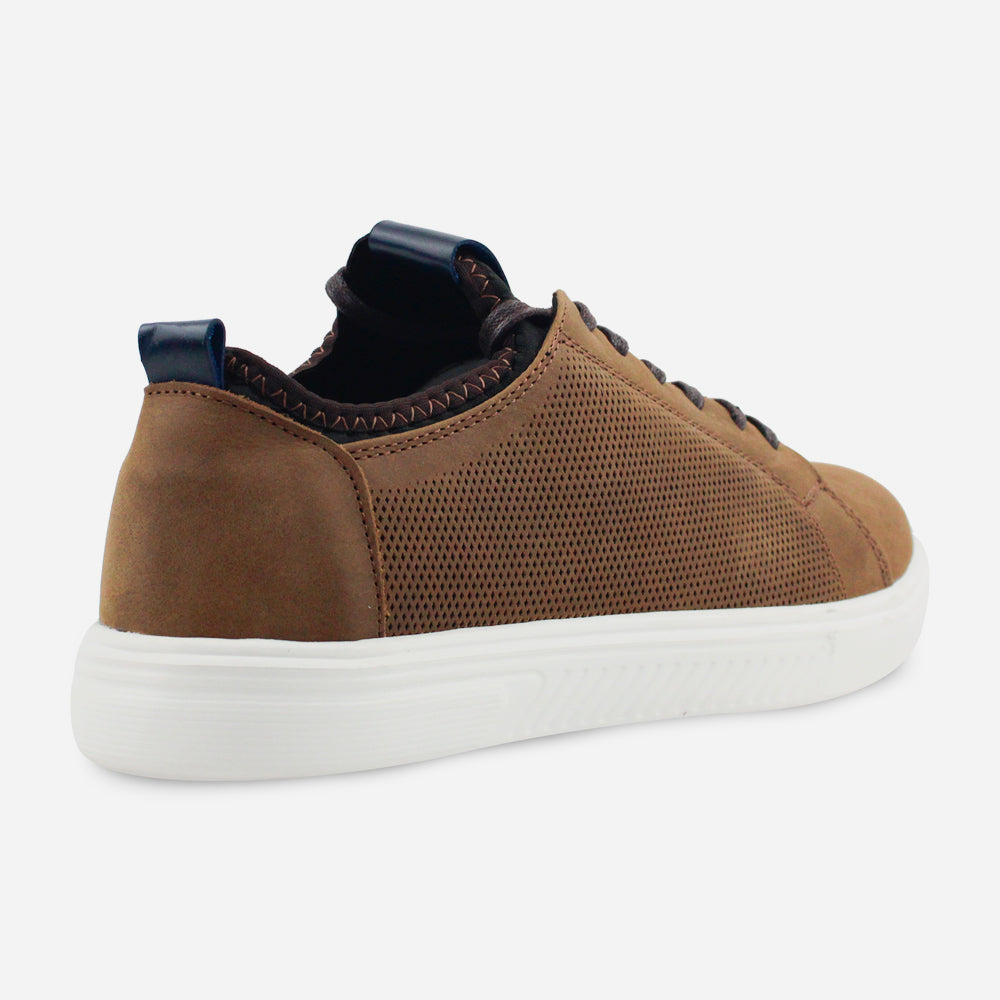 Tenis Sneakers francesco de cuero para hombre - Café