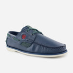 Mocasin plano simon de cuero para hombre - Azul