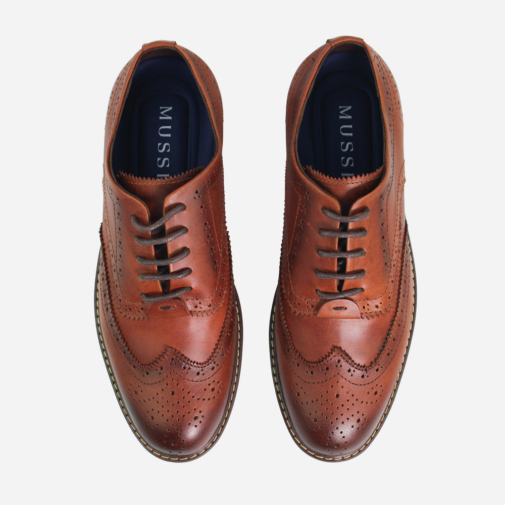 Tenis Oxfords bael de cuero para hombre - Miel