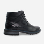 Botin con cordones laios de cuero para hombre - Negro