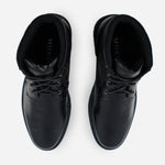 Botin con cordones laios de cuero para hombre - Negro