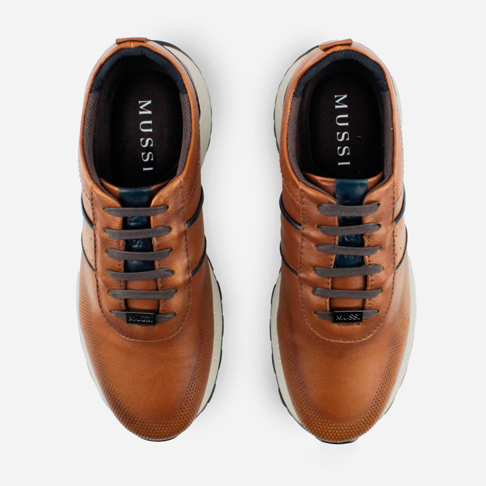 Tenis Sneakers ronn de cuero para hombre - Miel