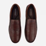 Mocasin plano mark de cuero para hombre - Café