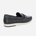 Mocasin plano algol de cuero para hombre - Negro