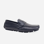 Mocasin plano misako de cuero para hombre - Negro