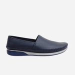 Mocasin plano golondrina de cuero para hombre - Azul