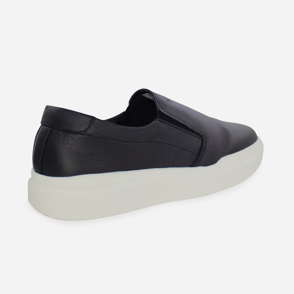 Tenis Sin Cordones michaela de cuero para hombre - Negro