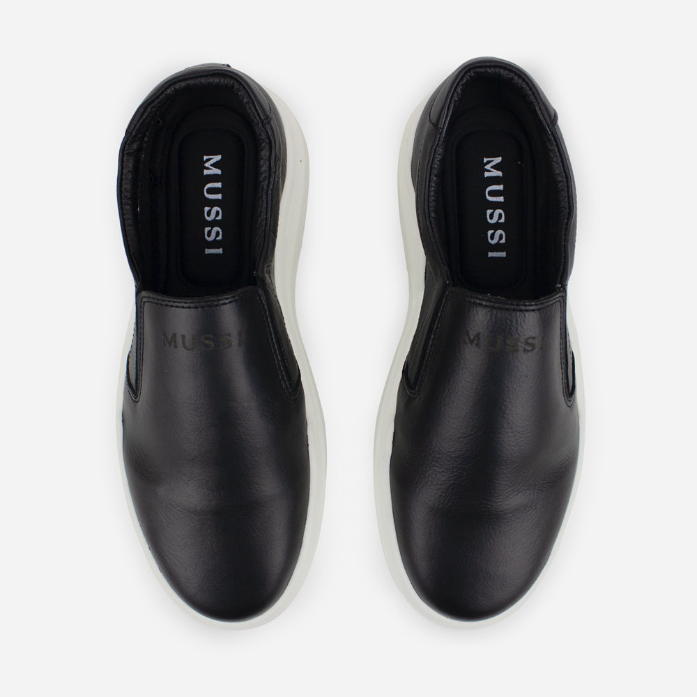 Tenis Sin Cordones michaela de cuero para hombre - Negro