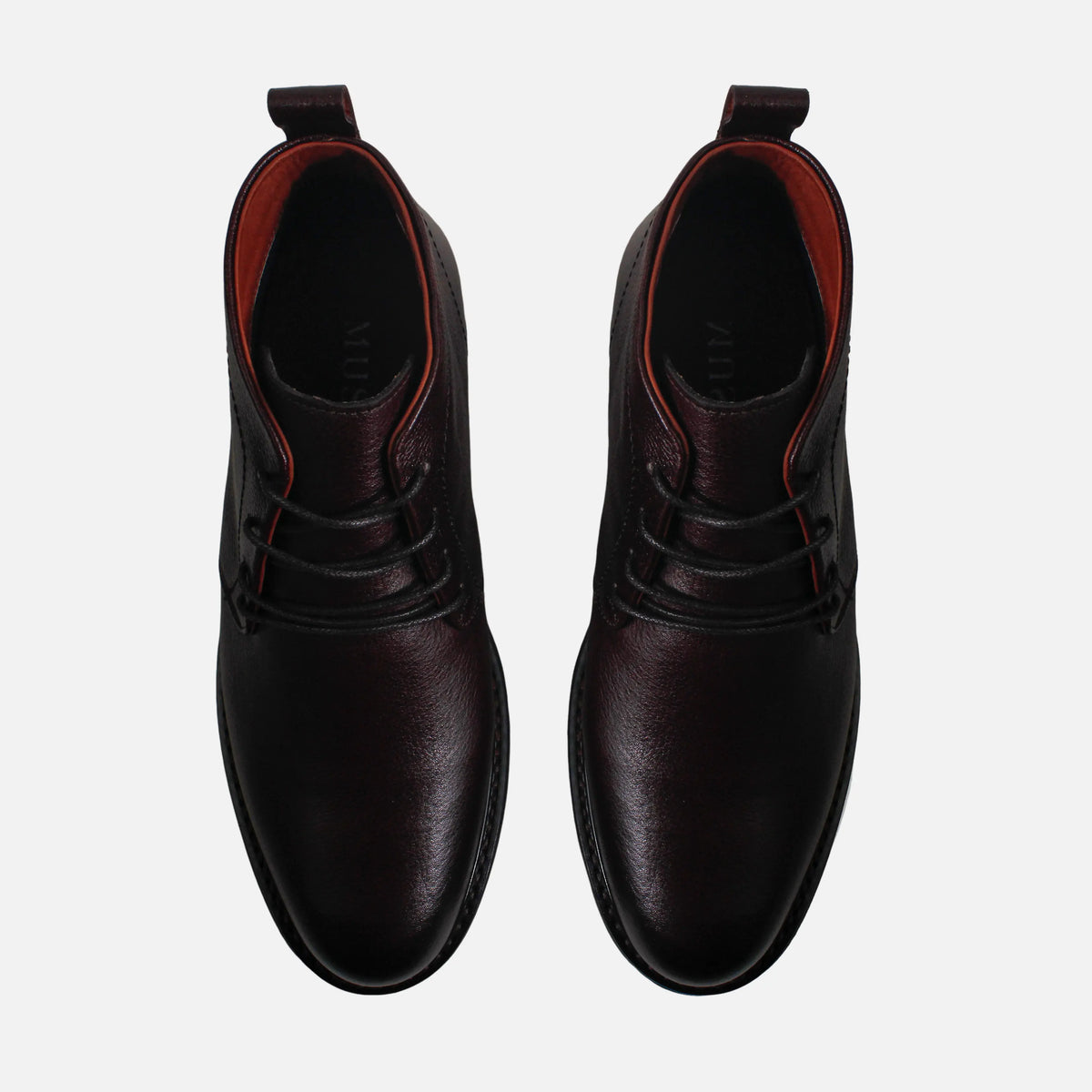 Botin plano davide de cuero para hombre - Brandy