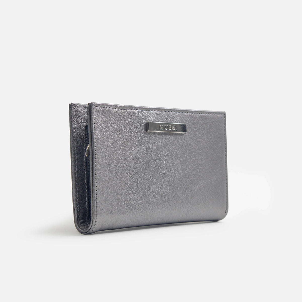Billetera nev de cuero para mujer - Plateado