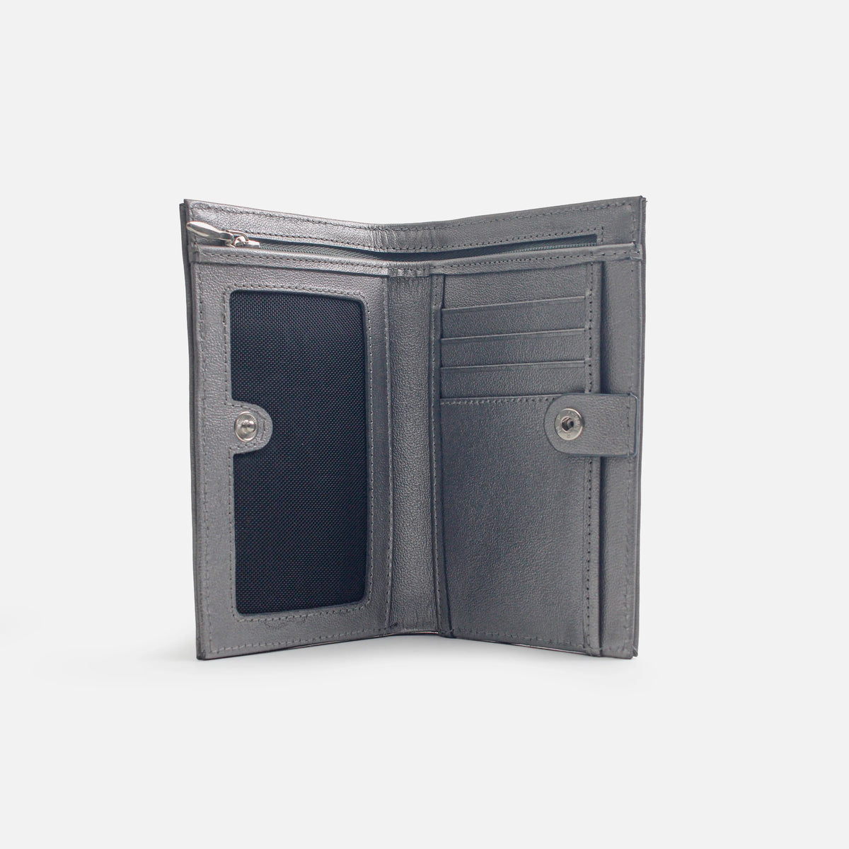Billetera nev de cuero para mujer - Plateado