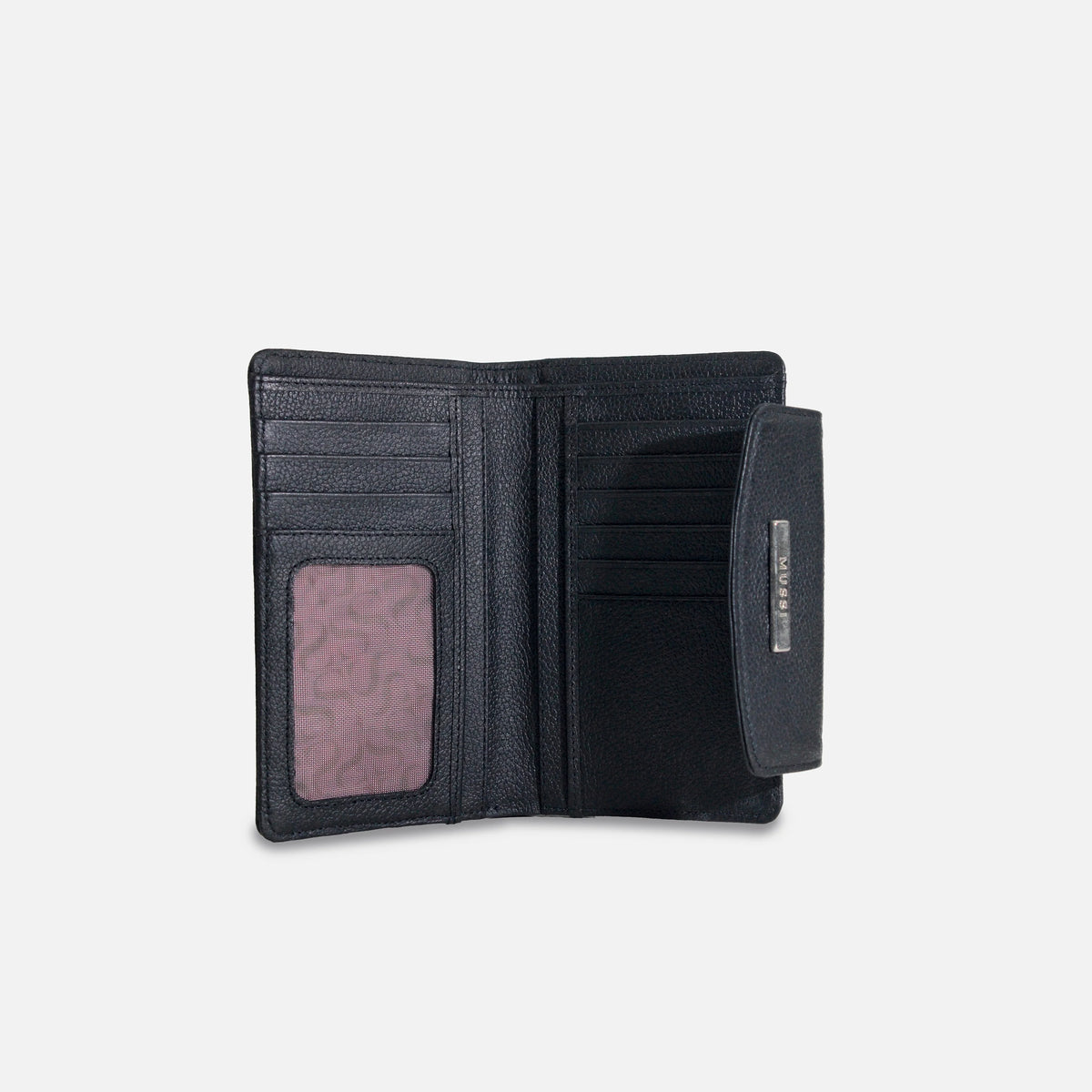 Billetera bianca de cuero para mujer - Negro