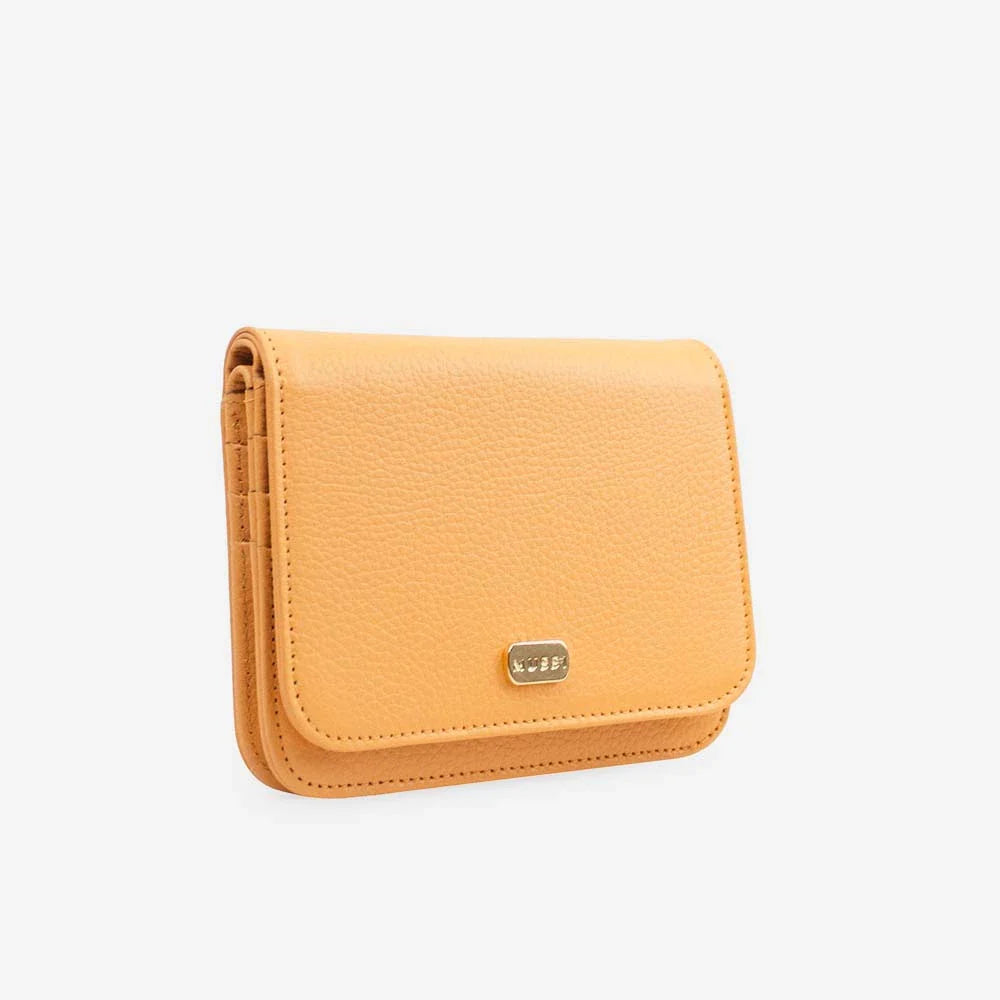 Billetera sira de cuero para mujer - Amarillo