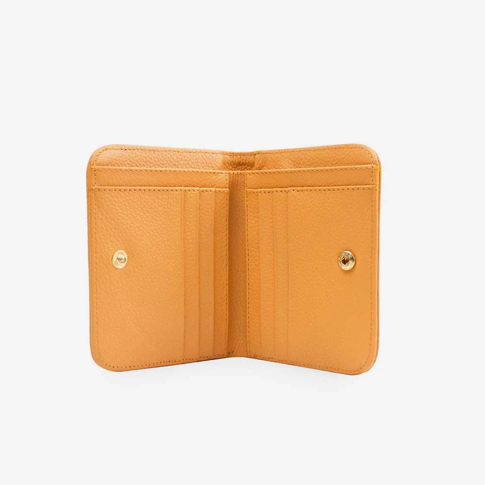Billetera sira de cuero para mujer - Amarillo