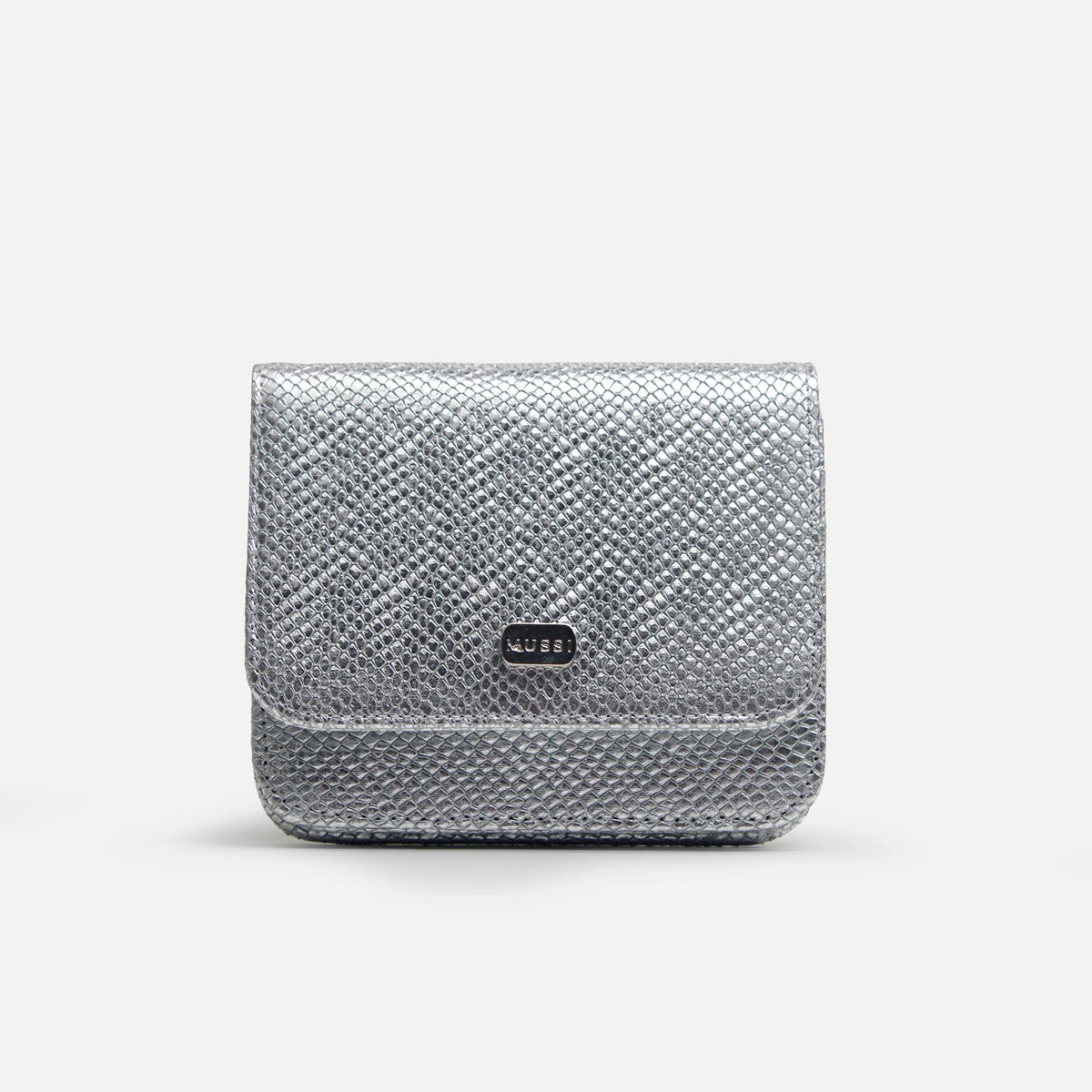 Billetera sira de cuero para mujer - Plateado