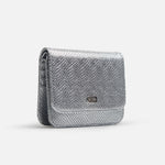 Billetera sira de cuero para mujer - Plateado