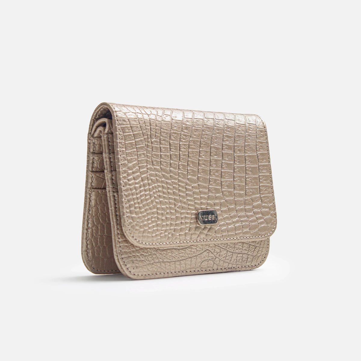 Billetera sira de cuero para mujer - Oro