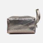 Cosmetiquera primavera de cuero para mujer - Bronce