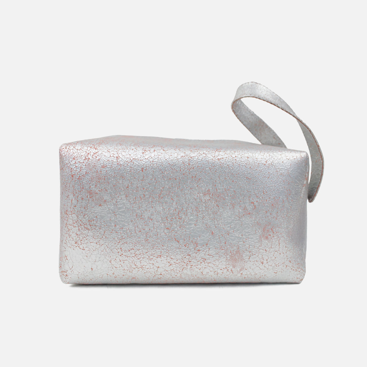 Cosmetiquera primavera de cuero para mujer - Plateado