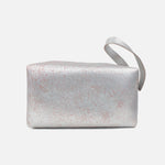 Cosmetiquera primavera de cuero para mujer - Plateado