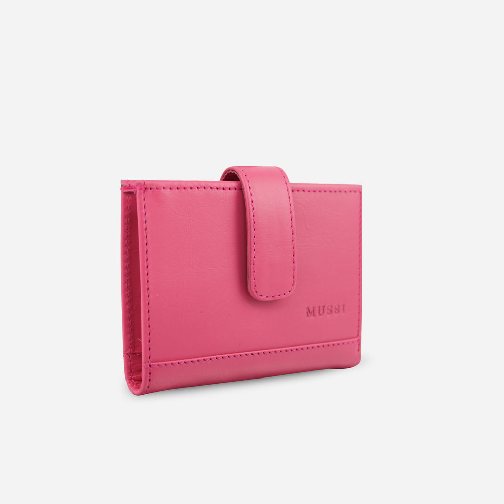Billetera levana de cuero para mujer - Fucsia