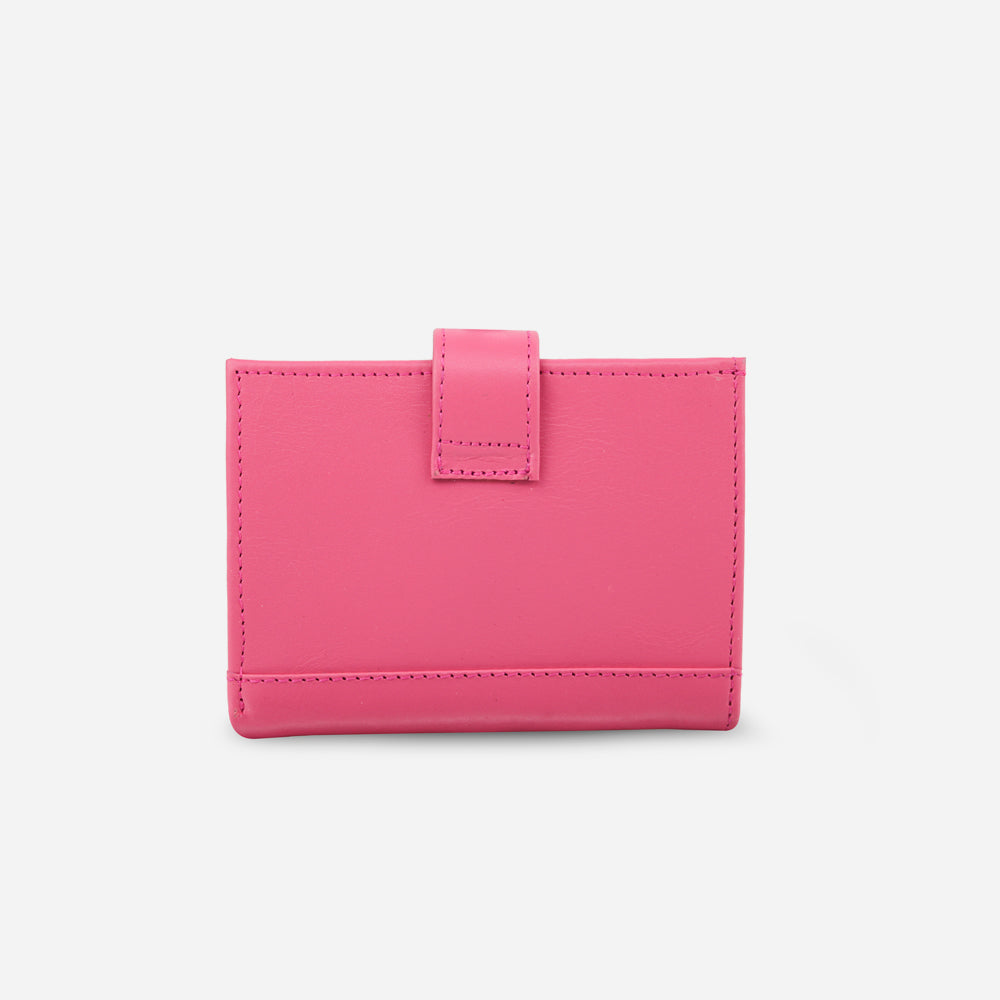 Billetera levana de cuero para mujer - Fucsia