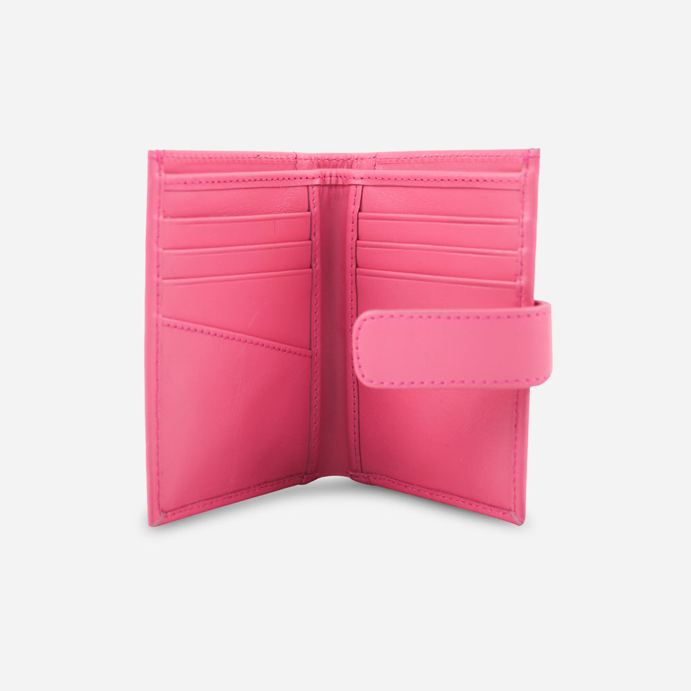 Billetera levana de cuero para mujer - Fucsia