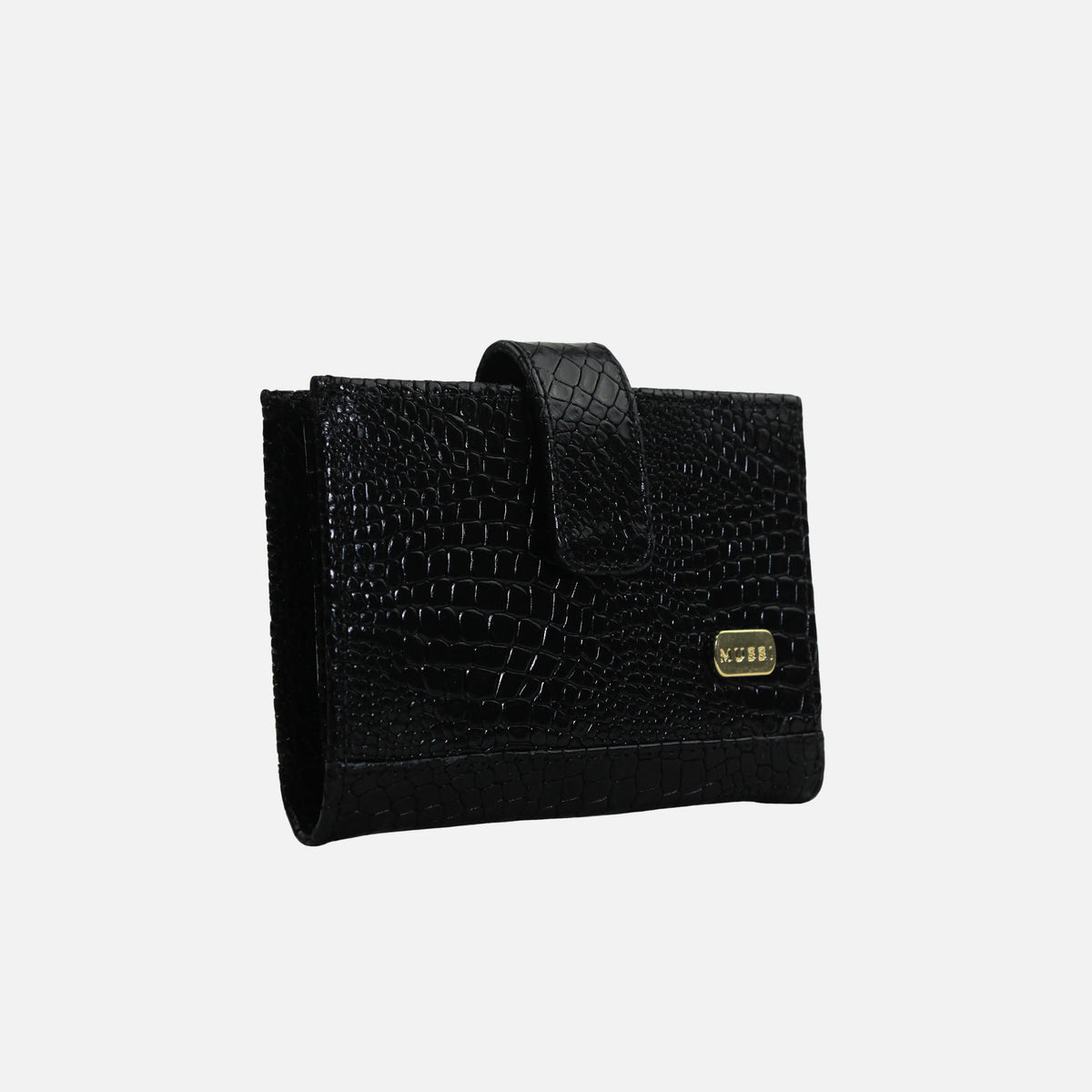 Billetera levana de cuero para mujer - Negro