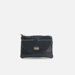 Monedero cabo de cuero para mujer - Negro