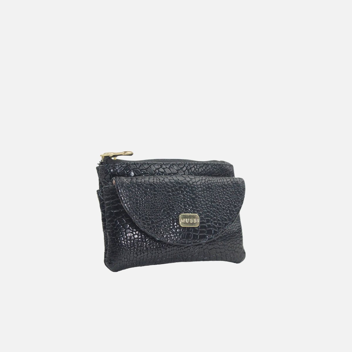 Monedero cabo de cuero para mujer - Negro