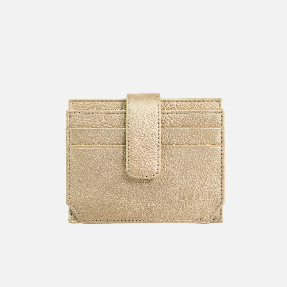 Tarjetero menina de cuero para mujer - Oro