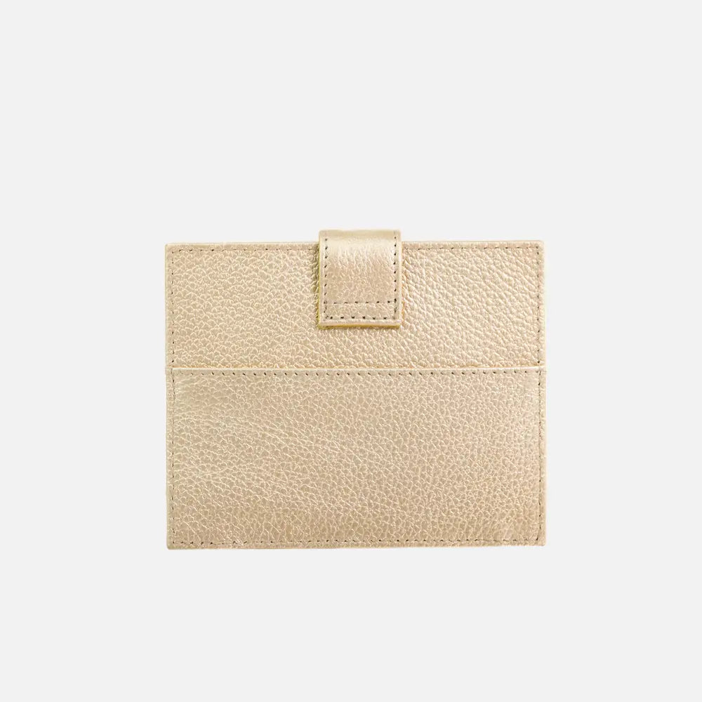 Tarjetero menina de cuero para mujer - Oro