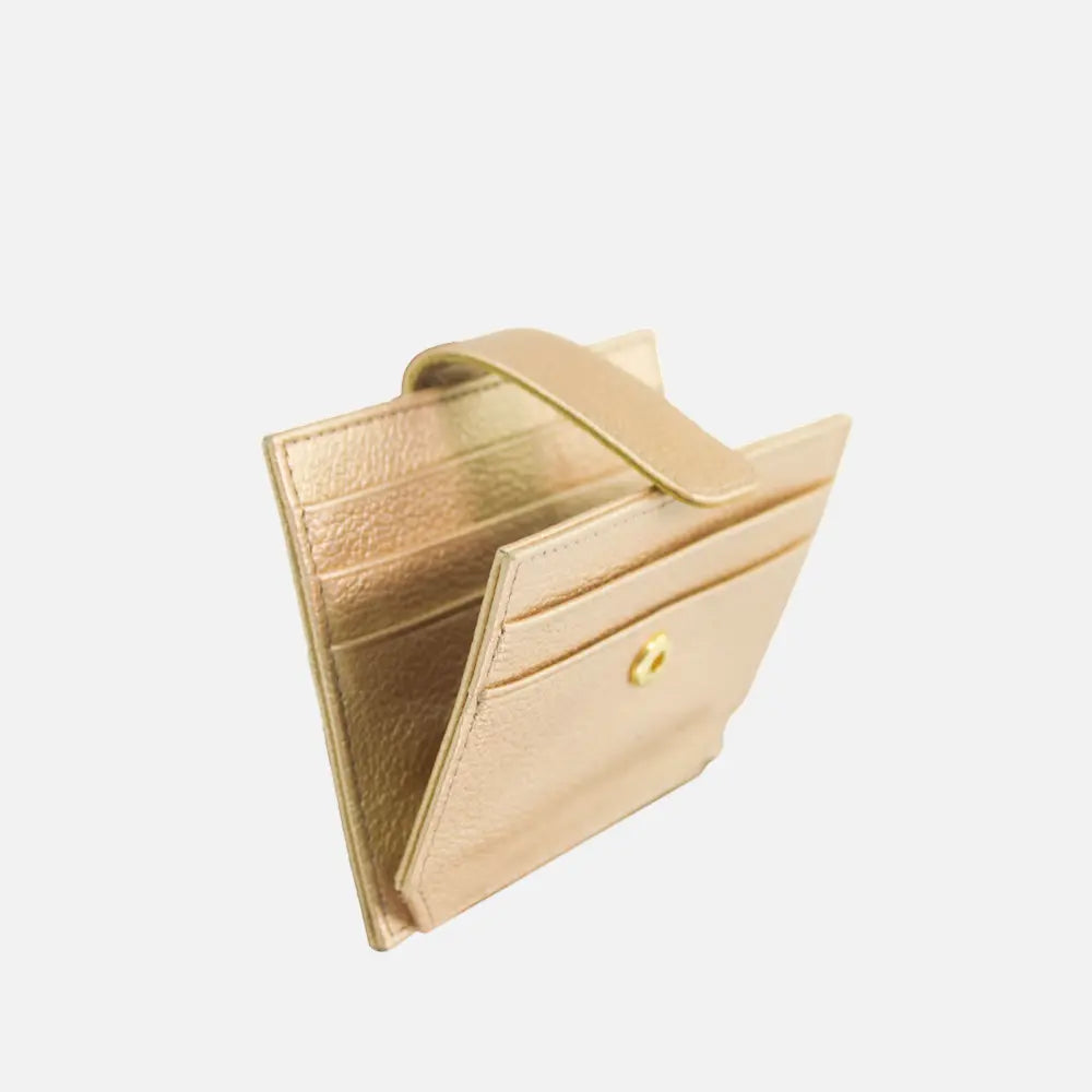 Tarjetero menina de cuero para mujer - Oro