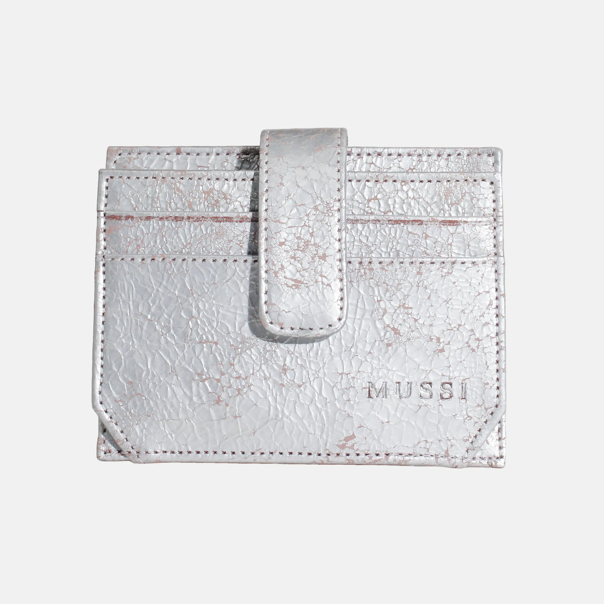 Tarjetero menina de cuero para mujer - Plateado
