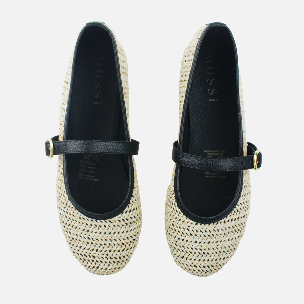 Baleta plana calabash de sintético para mujer - Negro