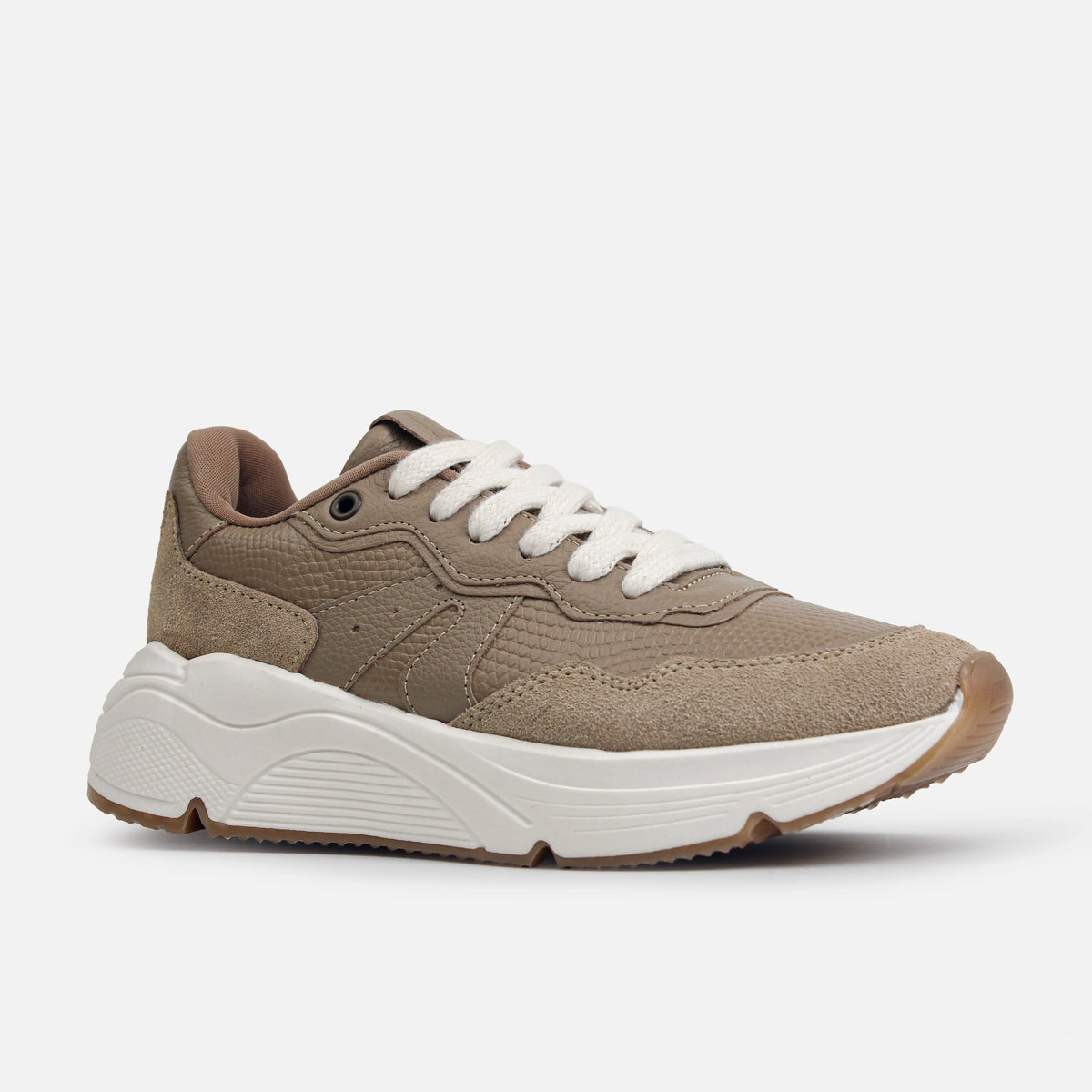 Tenis con plataforma keita de cuero para mujer - Taupe