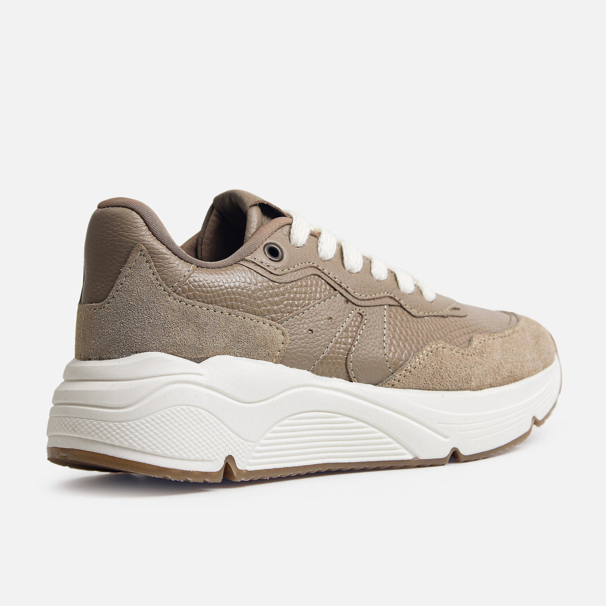 Tenis con plataforma keita de cuero para mujer - Taupe