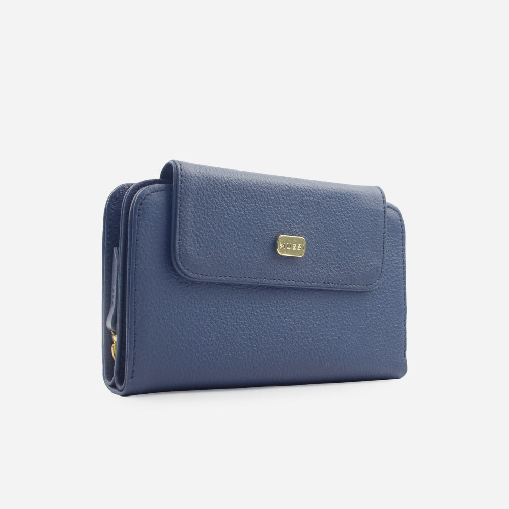 Billetera ambar de cuero para mujer - Azul