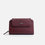 Billetera ambar de cuero para mujer - Vino