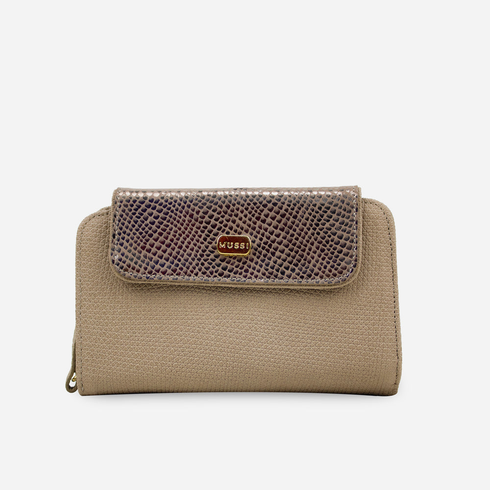 Billetera ambar de cuero para mujer - Taupe