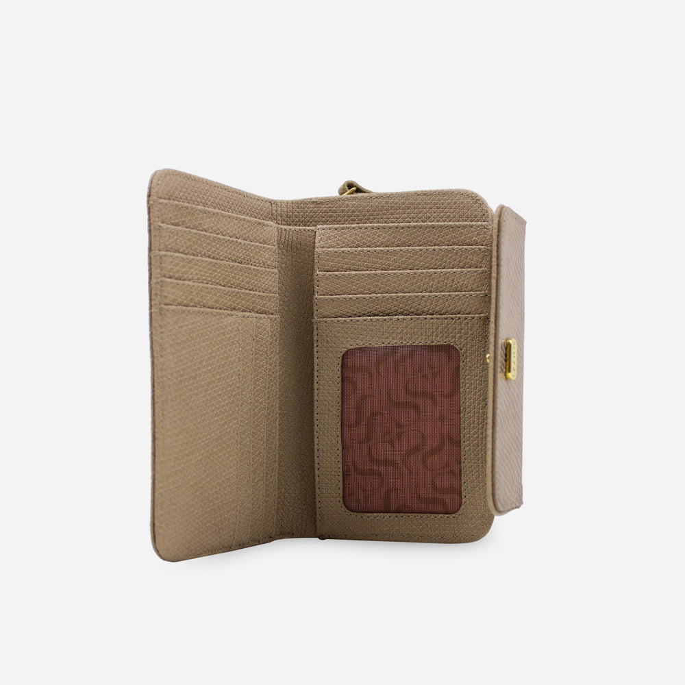Billetera ambar de cuero para mujer - Taupe