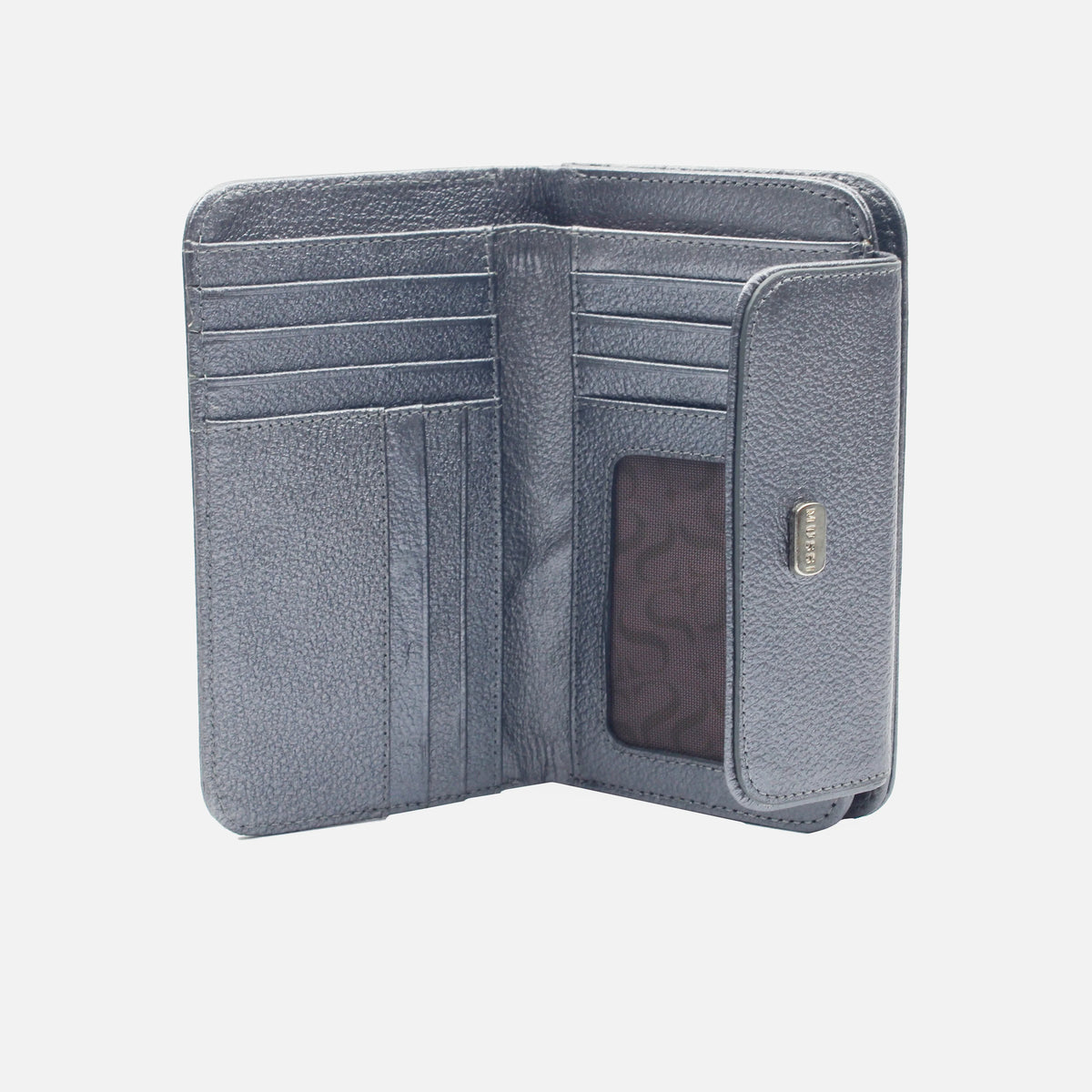 Billetera ambar de cuero para mujer - Plateado